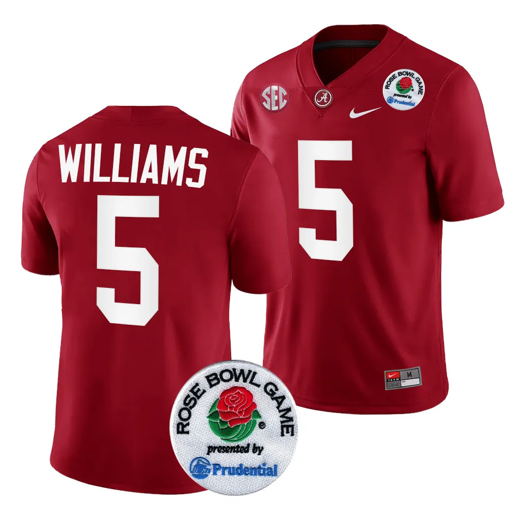 Men's Alabama Crimson Tide Roydell Williams #5 Crimson 2024 Rose Bowl Playoff NCAA College Football Jersey